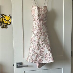 B Darlin Pink and Cream Floral Midi Dress